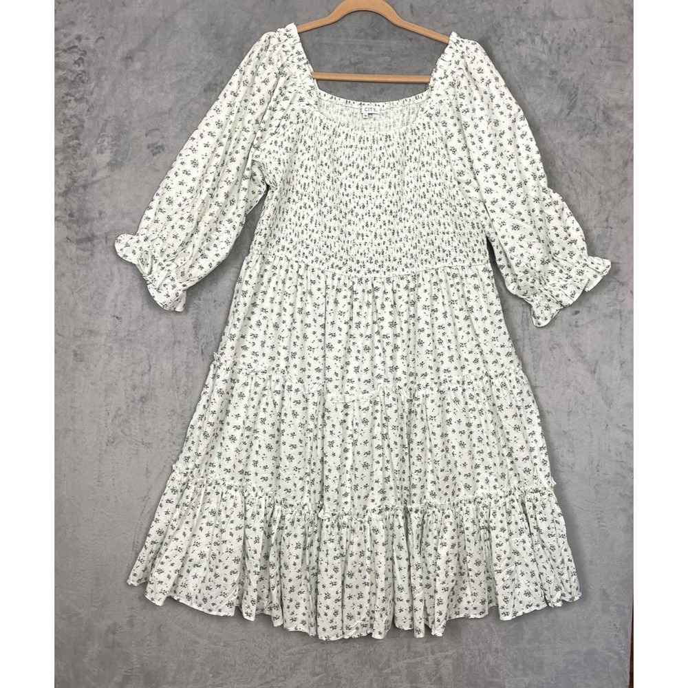 Ivy City Floral Smocked Maxi Dress 3X Cotton Prairie Cottagecore Feminine Resort
